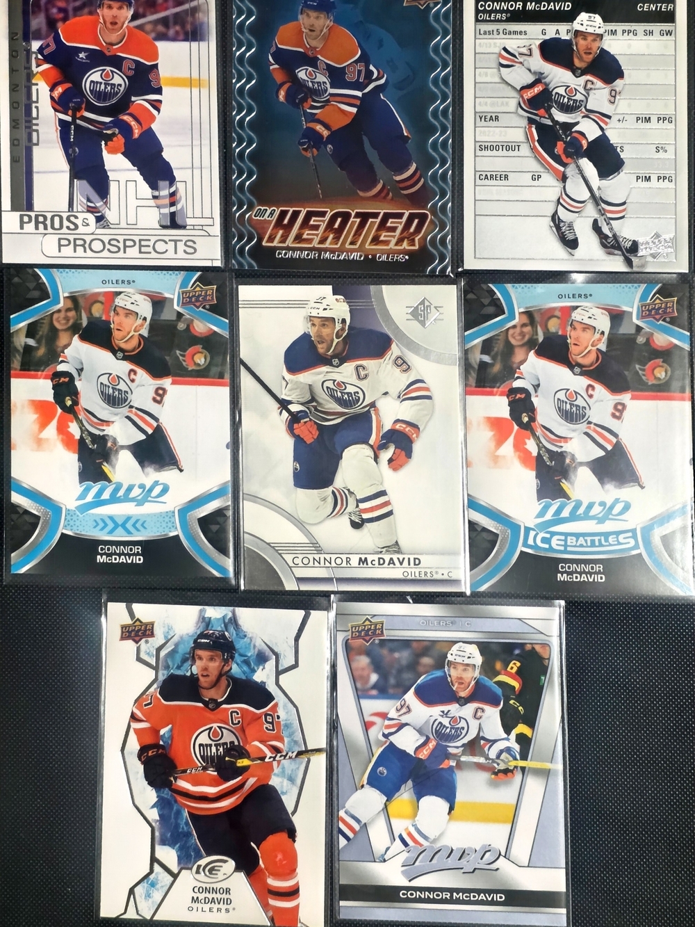 Connor McDavid 8 Card Lot Upper Deck MVP SP Ice Stat Box Fillers Edmonton Oilers